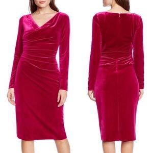 Velvet Ruched Bodycon Cocktail Dress Long Sleeve